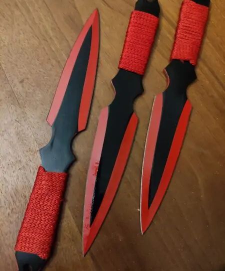 Ninja Throwing Knife Kunai Red Black Overall 10 inch