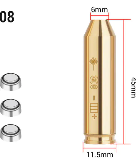 Alternative view of Red Dot Laser Brass Boresighter CAL Cartridge .308 .223 9mm 12 gauge for sight zero