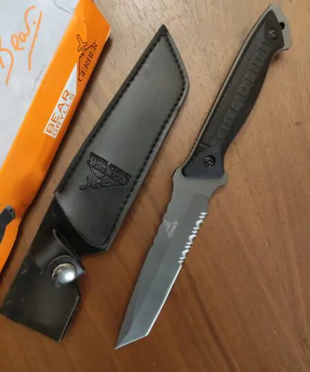 Gerber Warrant Serrated Tantp Blade Full Tang Fixed Black Knife Blade 5 Inch 10 Inch