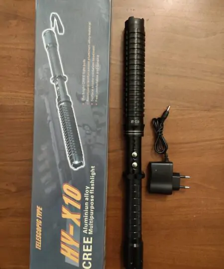 x10 Expendable Baton Taser Electric Shock Device Self Defense Aluminum AlloyTelescopic 30000kvolt