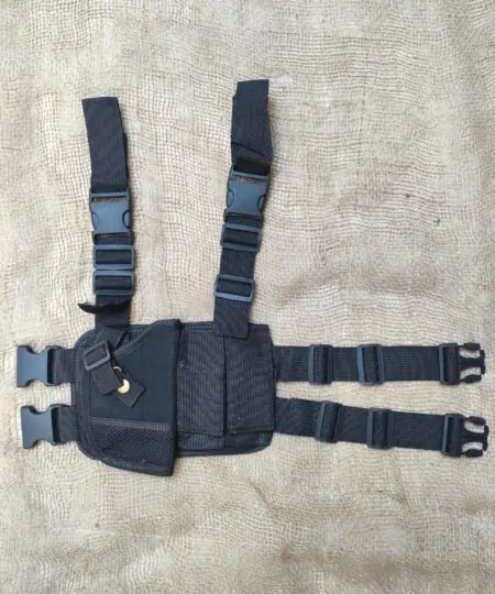 Drop Down Thigh Holster For Security Guard Armforces Universal With 2 Magazine Pockets