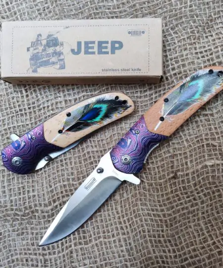Jeep Folding Knife Peacock Flip Open Knife
