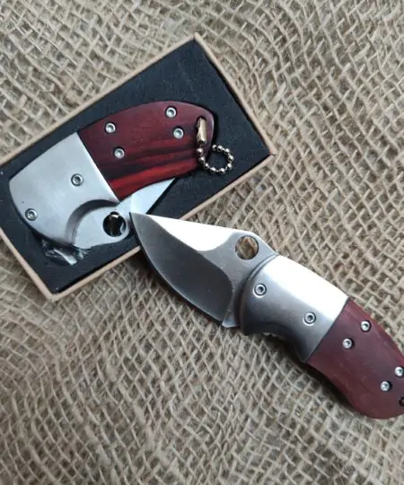Alternative view of Edc knife Mini Pocket Folding Knife Stainless Wooden Grip