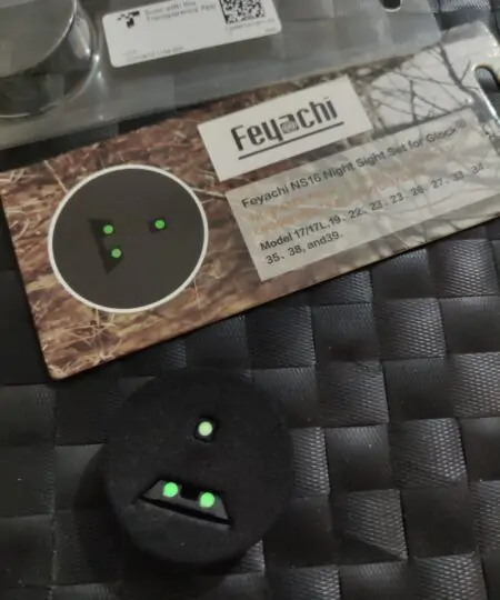 Alternative view of Feyachi NS16 Night Sights Glow in The Dark for Glock Pistol 17 17L 19 26 27 33 34 38 39, NO TRITIUM