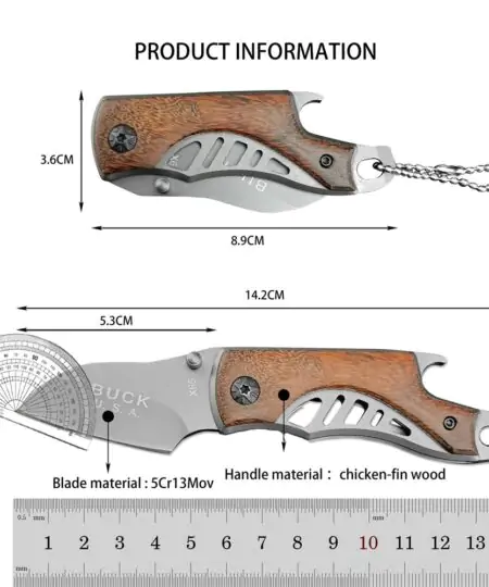 Alternative view of Buck USA X65 Mini Pocket Knife Walnut Handle Bottle Opener EDC Knife Blade 2.2 inch Overall 5.5 inch