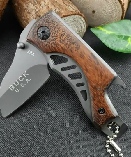 Buck USA X65 Mini Pocket Knife Walnut Handle Bottle Opener EDC Knife Blade 2.2 inch Overall 5.5 inch