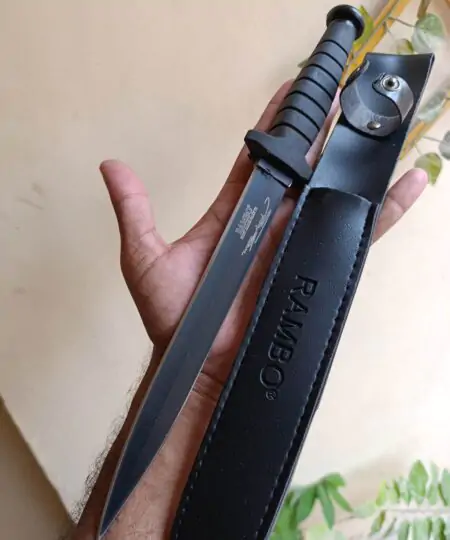 Alternative view of Rambo VI Dual Edge Blade Dagger With Sheath Johnrambo Knife Sharp Edge Blade 9 inch Overall 13.5 inch