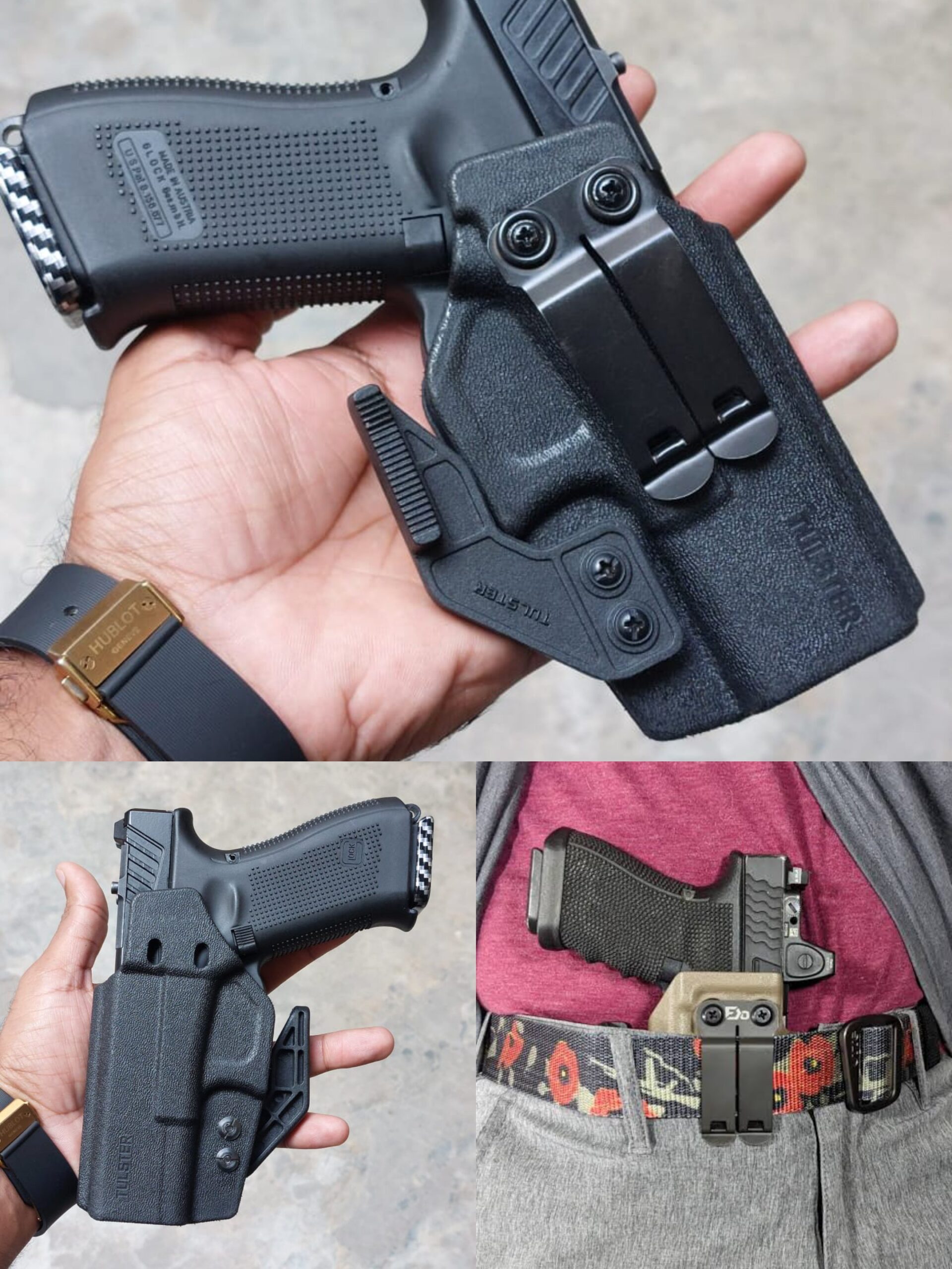 Glock 19x Quick Draw Concealed Carry IWB OWB Holster with Claw / DCC metal Clip support strong Concealment