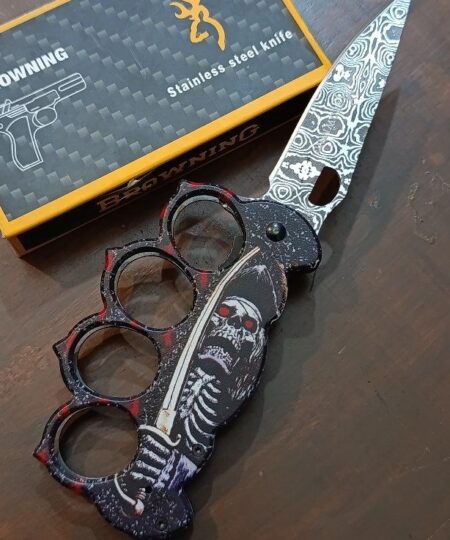 Alternative view of Browning Skeleton Sword Knuckle Punch Knife Folding Brass Knuckle style blade